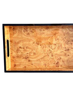 Large Burled Wood Serving Tray 21.25"L x 12"W x 2"H Glossy Finish Serveware
